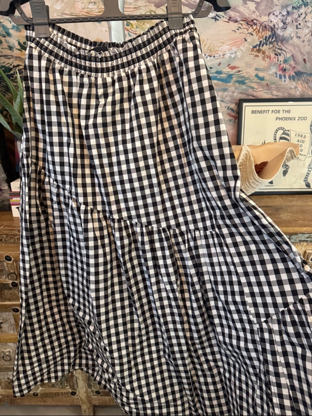 Who What Wear Black & White Gingham Tiered Skirt size M - Picture 5 of 6